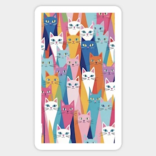 Vibrant Whisker Tapestry: A Colorful Cat Pattern Extravaganza Sticker